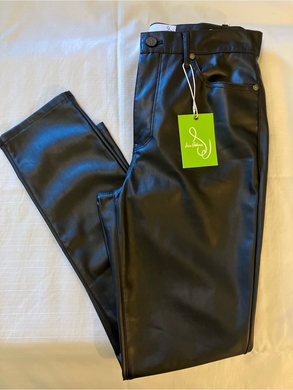 Sam Edelman Black Faux Leather Skinny Ankle High Rise